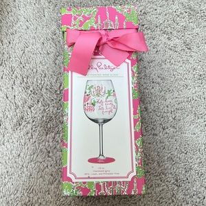 Lilly Pulitzer hand painted wine glass